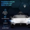 AIYAPLAY Maserati MC20 Licensed 12V Electric Car for Kids with Remote Control, Kids' Electric Ride on with Slow Start, LED Lights, Music, Horn, Spring Suspension, for 3-6 Years, White