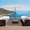 Outsunny 4.6m Garden Parasol Double-Sided Sun Umbrella Patio Market Shelter Canopy Shade Outdoor with Cross Base - Off White