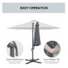 Outsunny 3(m) Cantilever Roma Parasol Patio Sun Umbrella with Crank & Tilt LED Solar Light Cross Base 360 Rotating Outdoor, Dark Grey