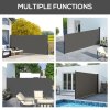 Outsunny Retractable Side Awning, Garden Privacy Screen Divider, Full Cassette Wind Breaker for Hot Tub, Balcony, Terrace, Pool, 400 x 180cm, Dark Grey