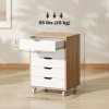Vinsetto Vertical Filing Cabinet, 5-drawer File Cabinet, Mobile Office Cabinet on Wheels for Study, Home Office, Oak