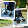 PawHut Pet stroller for Miniature Dogs, Foldable Dog Stroller with Shoulder Strap, 4 Wheels Pet Pram with Storage Bag, Cup Holder, Dark Blue