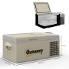 Outsunny 16L Car Refrigerator,  Portable Compressor Camping Fridge Freezer with 12/24V DC and 100-240V AC for Car, RV and Camping Use, Down to -20°C, Khaki