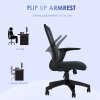 Vinsetto Mesh Office Chair, Ergonomic Computer Desk Chair with Flip-up Armrest, Lumbar Back Support, Adjustable Height, Swivel Wheels, Charcoal Grey