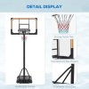 SPORTNOW Height Adjustable Basketball Hoop and Stand, Freestanding Basketball Stand, Net, System with Wheels, Enlarged Base, P Backboard for teenager, 1.82-2.13(m) - Black