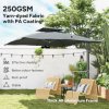 Outsunny 3 x 3 m Cantilever Parasol with Hydraulic Opening, Heavy Duty Aluminium Hanging Garden Parasol, Double Top Square Patio Umbrella with 360° Rotation, 8 Ribs, Cross Base, Grey