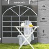 Outsunny Gazebo Side Panels with Windows and Doors, for 3x3(m) or 3x6m Pop Up Gazebo, 2 Pack Sides Replacement, Light Grey