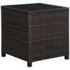 Outsunny Patio PE Rattan Side Table, Square Outdoor Coffee Table w/ Tempered Glass Top, Mixed Brown