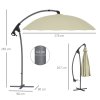 Outsunny 2.7m Cantilever Parasol with Cross Base, Banana Parasol with Crank Handle and 16 Fibreglass Ribs, Round Hanging Patio Umbrella for Outdoor Pool, Garden, Balcony, Beige