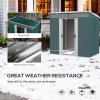Outsunny 6.5 x 4FT Galvanised Metal Garden Shed with Foundation Kit, Lockable Tool Storage House with Double Sliding Doors and 2 Vents, Green