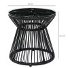 Outsunny Outdoor Coffee Table, Round PE Rattan Side Table with Tempered Glass Table Top, Hollow Drum Design for Garden, Balcony, Patio, Black