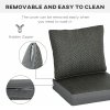 Outsunny 2 Pieces Outdoor Seat Cushions with Backrest, Fabric and PE Rattan Cover, Water Repellent Seat Pads for Chair, Swing, Sofa, Grey