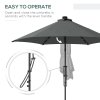 Outsunny 3(m) Cantilever Parasol with Solar LED and Easy Lever, Garden Parasol Umbrella with Cross Base and Waterproof Cover, Outdoor Sun Shades, Dark Grey