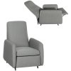 HOMCOM Push Back Recliner Armchair, Fabric High Back Reclining Chair with Adjustable Leg Rest and Pocket Spring Seat for Living Room, Bedroom, Home Office, Grey