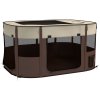 PawHut Dog Pen, Pet Playpen, Portable Foldable Dog Cat Playpen Soft Pet Cage with Storage Bag for Puppies, Rabbits, Kittens, Guinea Pigs, 114 x 89 x 59cm - Brown