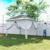 Outsunny 3.3 x 3.3m Pop Up Gazebo, Double Roof Foldable Canopy Tent with Zipped Mesh Sidewalls, Height Adjustable and Carrying Bag, Event Tent for Patio Garden, Dark Grey
