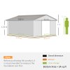 Outsunny 7 x 4ft Lean to Garden Shed with Foundation Kit, Double Door and Vents, Outdoor Metal Storage Shed for Equipment Tools, Grey