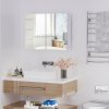 HOMCOM Double Door Wall Mounted Glass Mirror Cabinet Modern Storage Unit Bathroom Shelf Organiser Waterproof Wooden Frame 80Wx15Dx60H(cm)