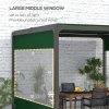 Outsunny 2 Pack Pergola Gazebo Side Panels with Large Window, for 3(m) Long Garden Pergola, 3x2m Gazebo Side Curtains Replacement, Green