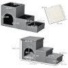 PawHut Dog Steps for Bed, 3 Step Pet Stairs with Kitten House and 2 Storage Boxes, 3 in 1 Dog Ramp for Sofa with Washable Plush Cushion, Light Grey