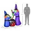 HOMCOM 1.8m Inflatable Halloween Lawn Decoration with LED Witches Around A Black Cauldron Outdoor Air Blown Holiday Decor