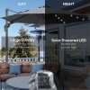Outsunny 3(m) Cantilever Roma Parasol Patio Sun Umbrella with Crank & Tilt LED Solar Light Cross Base 360 Rotating Outdoor, Dark Grey