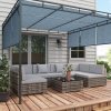 Outsunny 7 Pieces PE Rattan Garden Furniture Set with Thick Padded Cushion, Patio Garden Corner Sofa Sets with Glass Coffee Table and Pillows, Buckle Structure, Grey