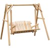 Outsunny Outdoor 2 Seater Swing Chair Larch Wood Garden Swing Seat Porch Hammock Bench Lounger