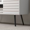 HOMCOM TV Stand Cabinet for  TVs, TV Unit with Open Shelves, Soft-close Door and Cable Holes, Entertainment Unit for Living Room
