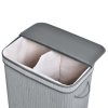 HOMCOM 100L Natural Wood Laundry Basket A Compartment w/Flip Lid Removable Lining Handles Board Base Foldable Durable Water-Resistant Dirty Clothes Storage Home Organisation Grey
