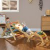 AIYAPLAY Toddler Climbing Frame, 5 In 1 Wooden Indoor Climbing Frame with Ramp, Arch, Foldable Pikler Triangle Set for Kids 18-48 Months, Multicoloured