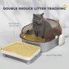 PawHut Stainless Steel Litter Box with Lid, Metal Cat Litter Tray for Big Cats with High Wall Sided Enclosure, Pedal, Scoop, Non-Sticky, Anti-Leakage, Easy Cleaning