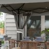Outsunny 3 x 3(m) Pop Up Gazebo with Sides, 20 Solar-Powered LED Lights, Netting, Roller Bag, 4 Weight Bags, Marquee Party Tent, Height Adjustable Instant Event Shelter, Grey