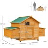 PawHut Wooden Chicken Coop, Poultry Cage with Nesting Boxes, Tray, Hen House for 2-4 Chickens, Yellow
