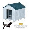 PawHut Plastic Dog House Outdoor Indoor, Weather-Resistant Dog Kennel, with Large Opening, for Medium Dogs, 65 x 75.7 x 63cm - White and Blue