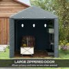 Outsunny 1.6 x 2.2m Garden Storage Shed Tent, Portable Shed Shelter with Galvanised Steel Frame and Large Door, for Motorbike, Garden Tools, Bike Storage, Dark Grey