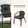Outsunny 3 Pieces Rattan Bistro Set, 2 Seater Garden Furniture Set with Coffee Table and Stackable Chairs, Wicker Outdoor Table and Chairs for Garden, Porch, Balcony, Black