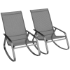 Outsunny Garden Rocking Chairs Set of 2, Ergonomic Outdoor Rocking Chairs with Armrests, High Backrest, Steel Frame Relaxing Rocker Armchair Seats for Patio, Balcony, Porch, Grey