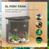 PawHut Fish Tank, 3L Nano Aquarium Starter Kit with Filter System, LED Light, Small Fish Tank for Betta, Goldfish, Shrimp, Black