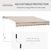 Outsunny 4x2.5m Retractable Manual Awning Window Door Sun Shade Canopy with Fittings and Crank Handle Beige