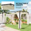 Outsunny 3 x 4 m Pergola with Retractable Roof Canopy and Netting Sidewalls, Aluminium Frame Garden Gazebo Outdoor Sun Shade Shelter for Grill, Patio, Deck, Khaki