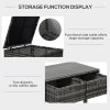 Outsunny 4 Pieces Rattan Garden Furniture Set, 4 Seater Corner Sofa Set with Storage Box, 2 Drawers Coffee Table, Loveseats with Cushions, Wicker Garden Conservatory Furniture for Balcony, Grey