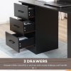 HOMCOM Computer Desk, Writing Table, PC Workstation with 3 Storage Shelves and Drawers, Black Handle, for Home Office