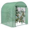 Outsunny Walk in Polytunnel Greenhouse, Tomato Greenhouse with Roll-up Window and Door, PE Cover, Steel Frame for Garden, 1.8 x 1.8 x 2 m, Green
