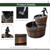 Outsunny Wooden 2-Tier Barrel Water Fountain with Pump Freestanding Cascading Feature Self Contained Water Pump Garden Decoration