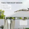 Outsunny 3 x 4m Garden Gazebo with Sides, Double Roof Metal Gazebo, Outdoor Gazebo Canopy Shelter for Patio, Deck, Cream White