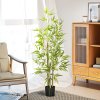 HOMCOM Decorative Artificial Plants Bamboo in Pot Fake Plants for Home Indoor Decor,120 cm