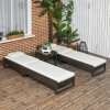 Outsunny 3-piece PE Rattan Sun Lounger Set with Adjustable 5-Position Recliner, Patio Chaise Lounge Chair Set with Cushions, Headrests, Glass Top Square Coffee Table, Brown