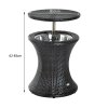 Outsunny PE Rattan Ice Bucket Table, Height Adjustable Liftable Outdoor Drinks Cooler, 52 cm Round Garden Beer Cocktail Table with Lid for Bar, Patio, Terrace, Brown