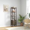 HOMCOM Industrial Bookshelf, Slim Storage Shelf with 2 Fabric Drawers and 4-tier Shelving Unit, Narrow Display Rack for Living Room, Home Office, Rustic Brown
